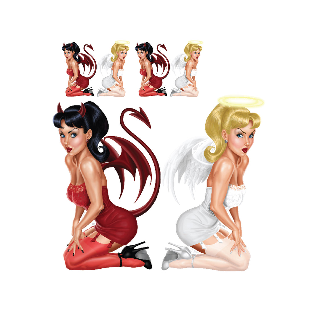 Vintage Angel/ Devil Babe Decal