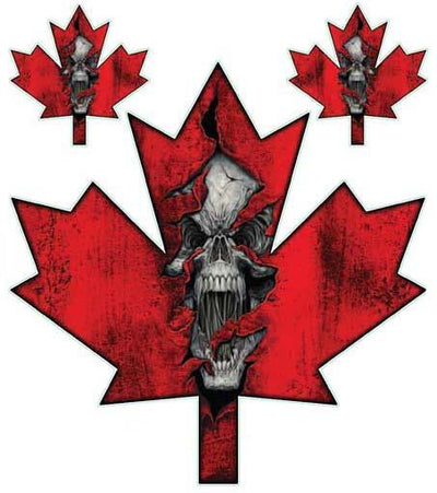 Canadian Maple Leaf with Skull Ripping Out Decal