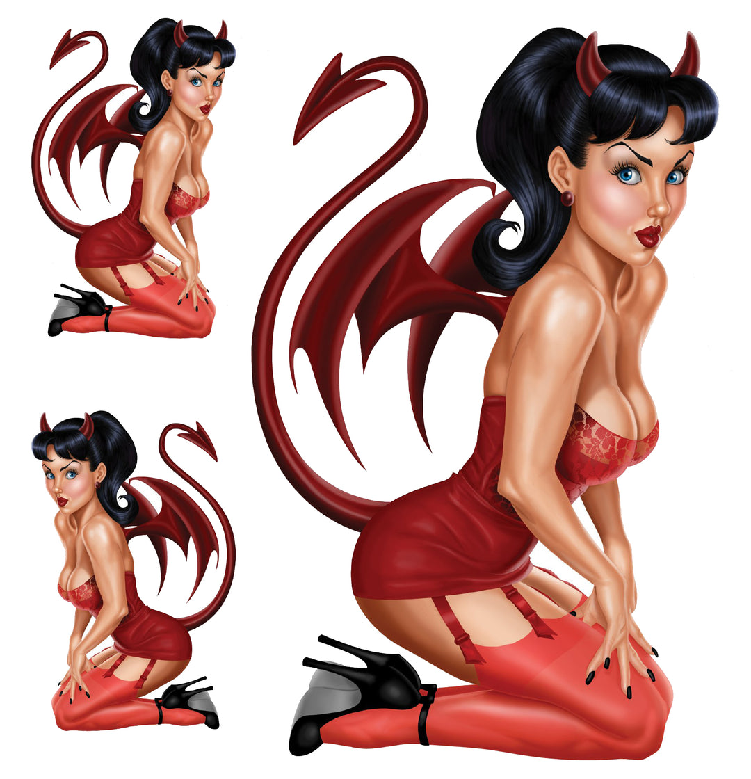 Vintage Devil Pin up Girl Decal