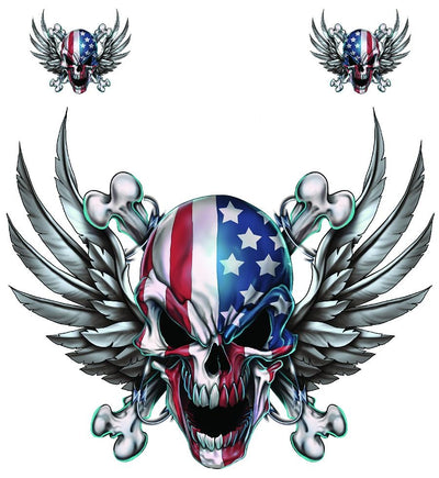 USA Skull with Wings Decal