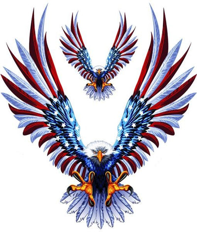 USA Flag Feathers Eagle Attack Decal