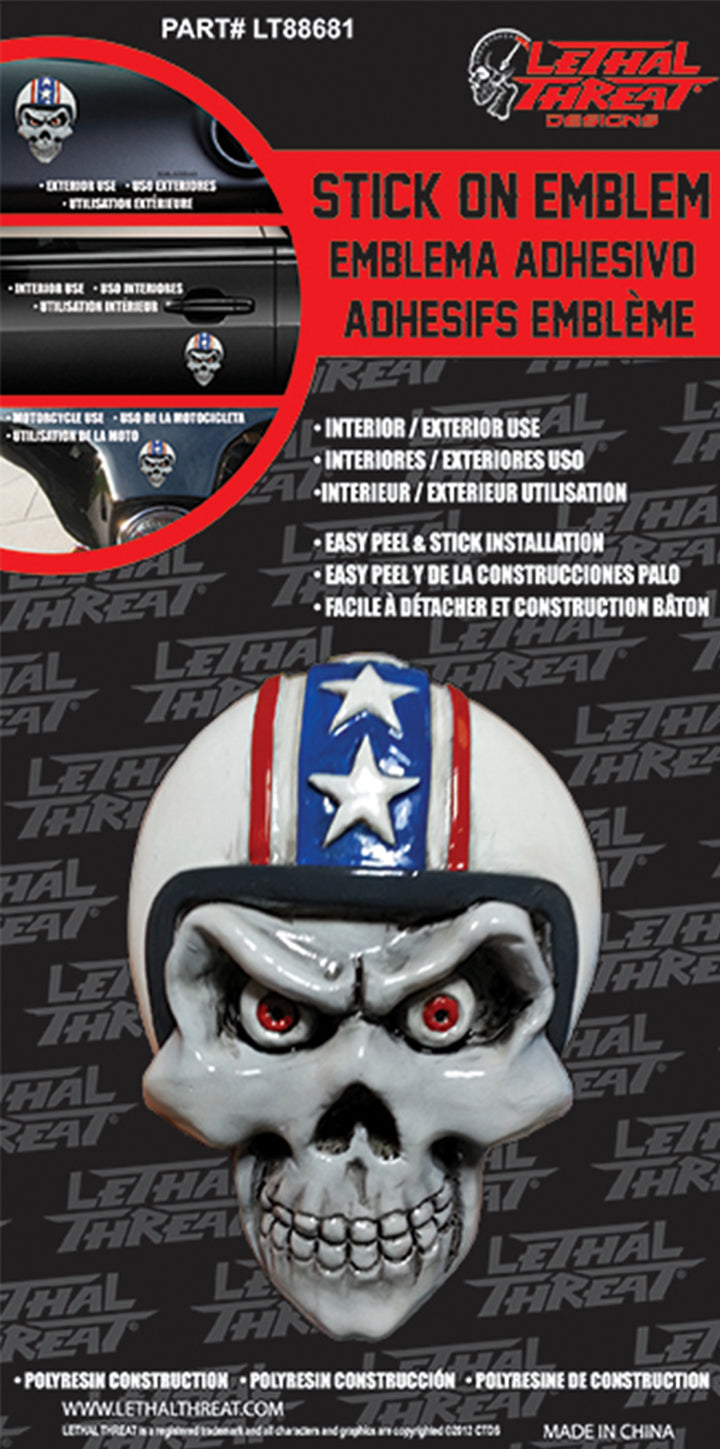 White Helmet Skull 3D Peel n Stick Emblem