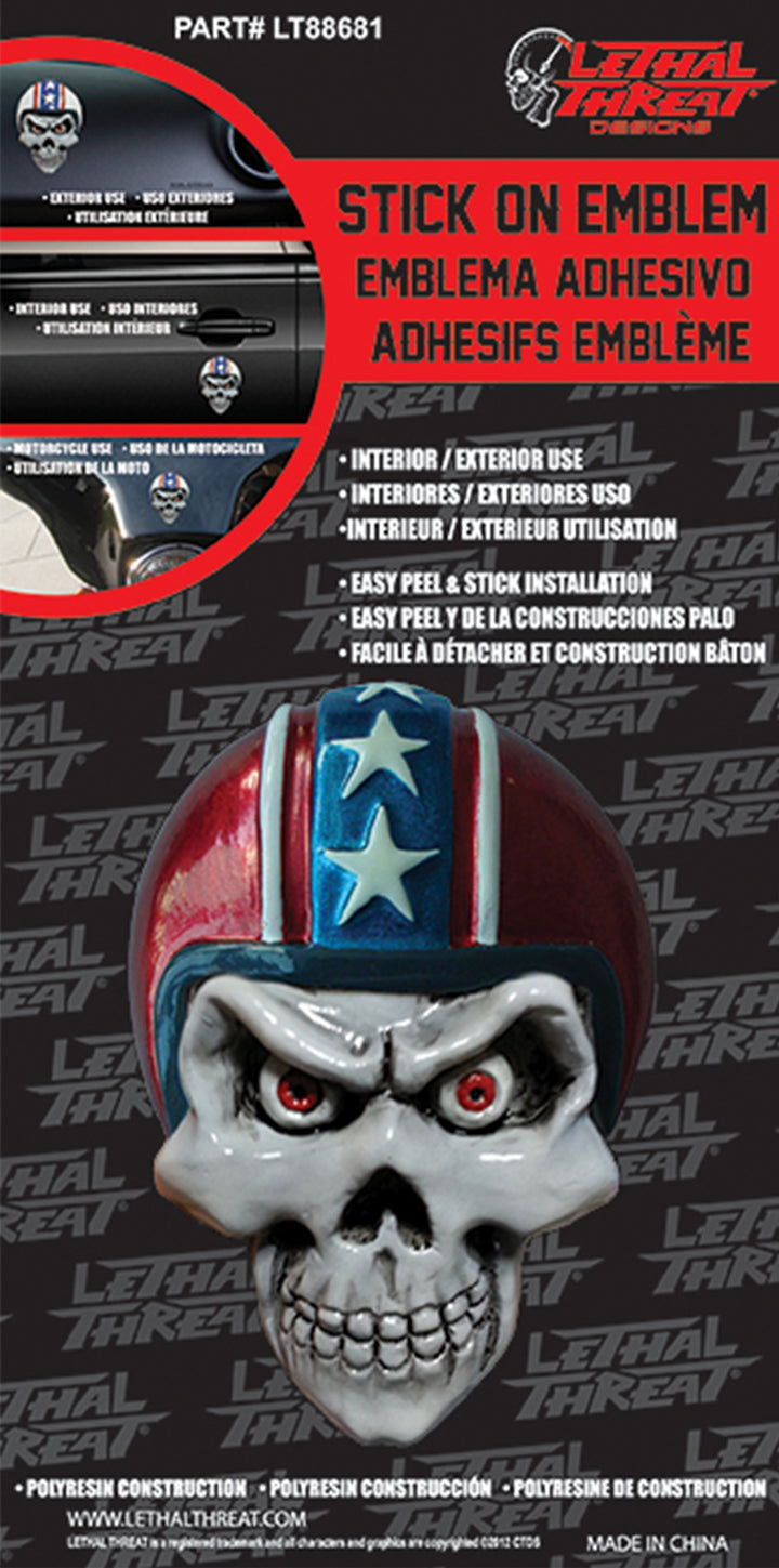 Red Helmet Skull Red Peel n Stick 3D Emblem