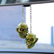 3D Rear View Zombie Skulls Mirror Dangler