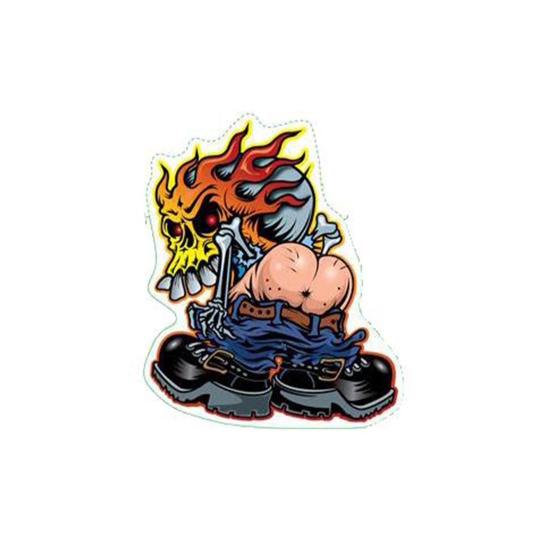 Flaming Skull Moon Ass Sticker