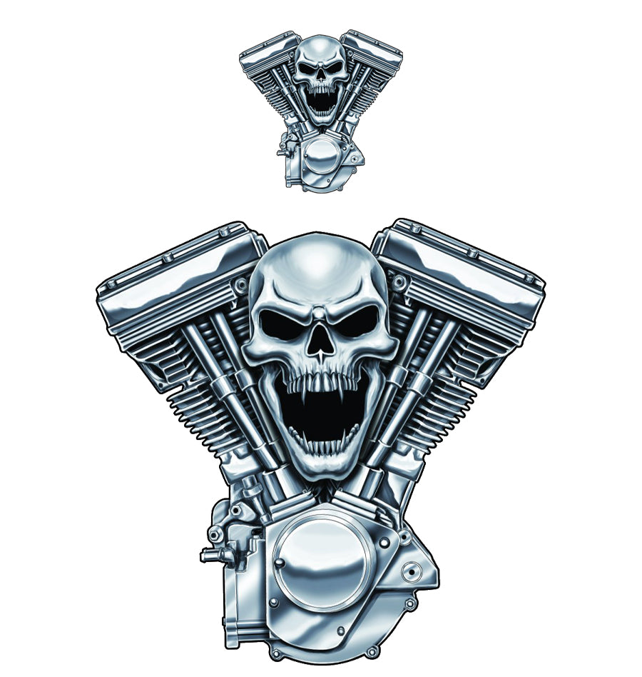 V-Twin Engine Skull Mini Deal/Sticker