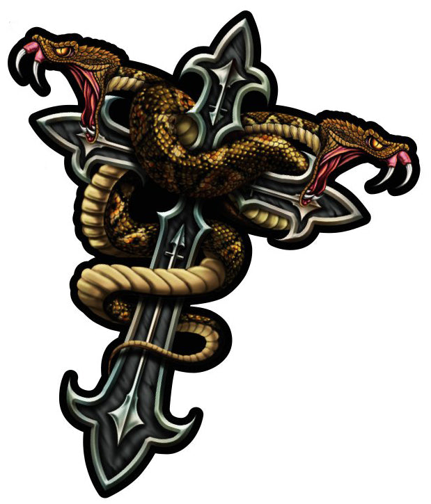 Cross & Snake Mini Decal/Sticker