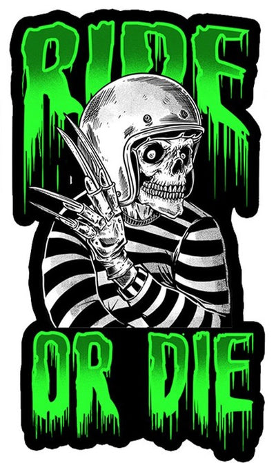Ride or Die Freddy Skull Mini Decal/Sticker