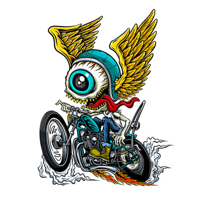 Flying Eyeball Biker Mini Decal / Sticker