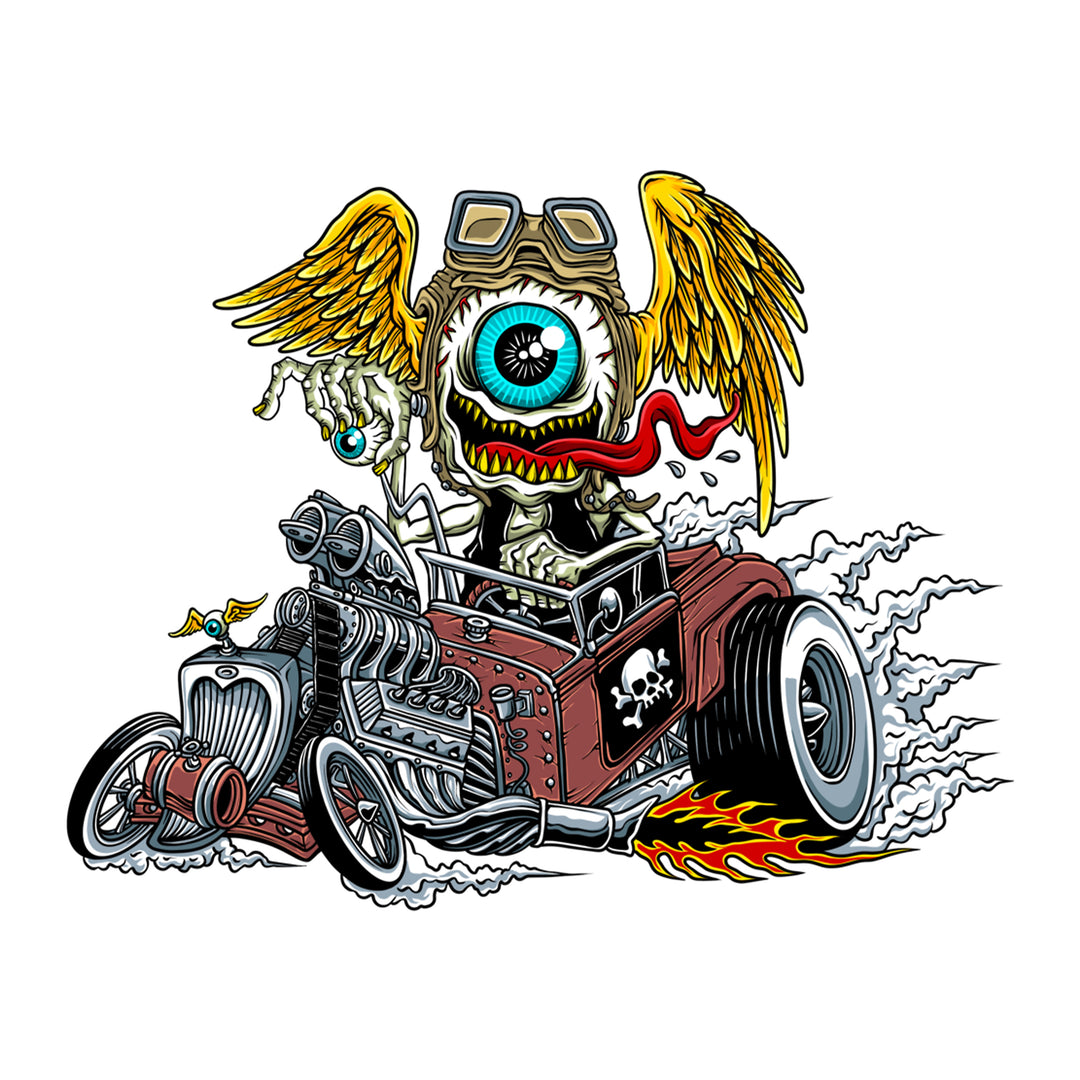 Flying Eyeball Hot Rodder Mini Decal / Sticker