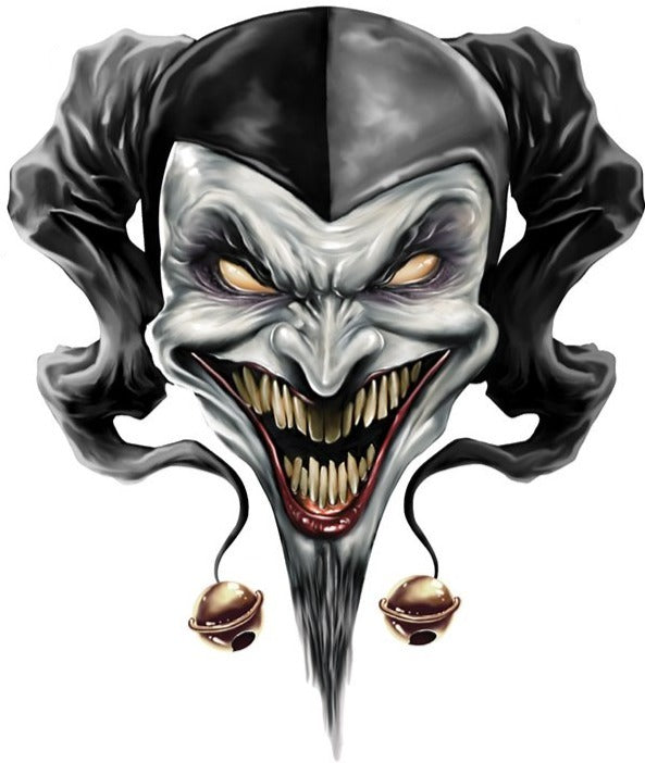 Airbrush Style Black n White Jester Mini Decal/Sticker