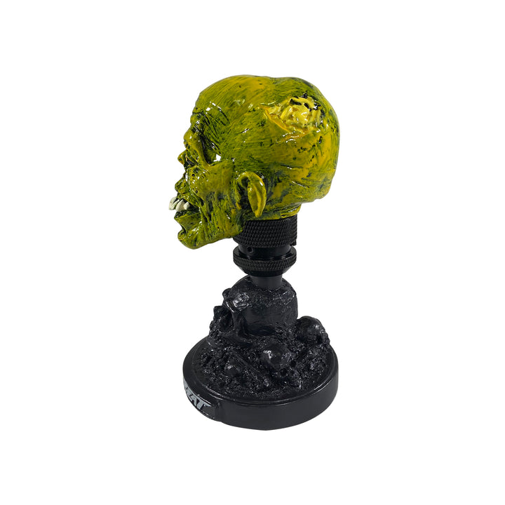 Neon Green Zombie Head with Skull Display Stand / Dash Topper
