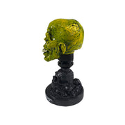 Neon Green Zombie Head with Skull Display Stand / Dash Topper
