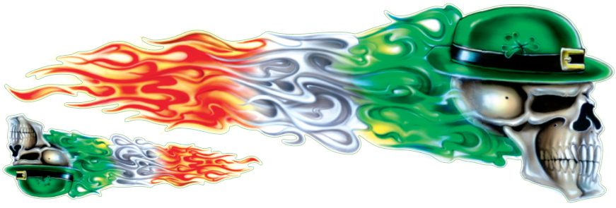 Irish Flame Skull Right Decal