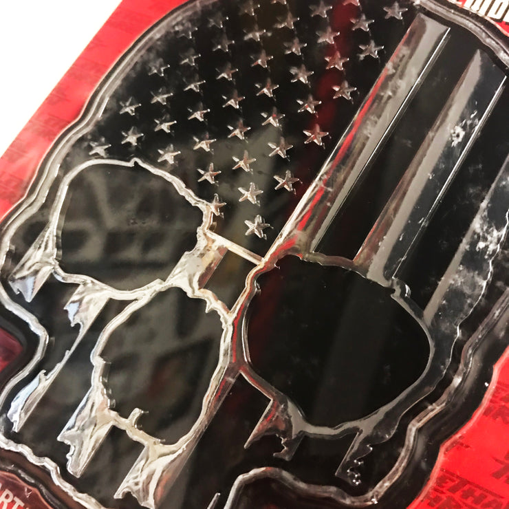USA Flag Skull ABS Chrome & Black ABS Emblem