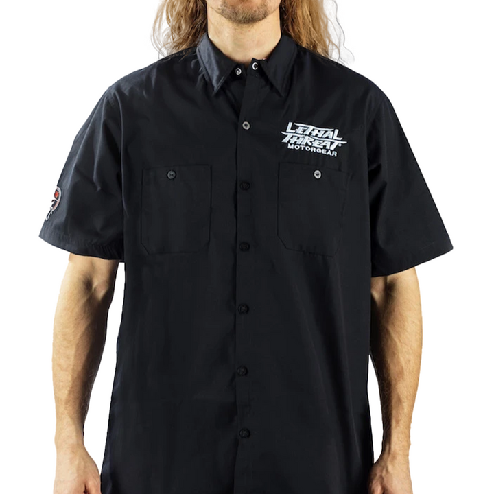 Skull N Bones Embroidered Work Shirt / Shop Shirt