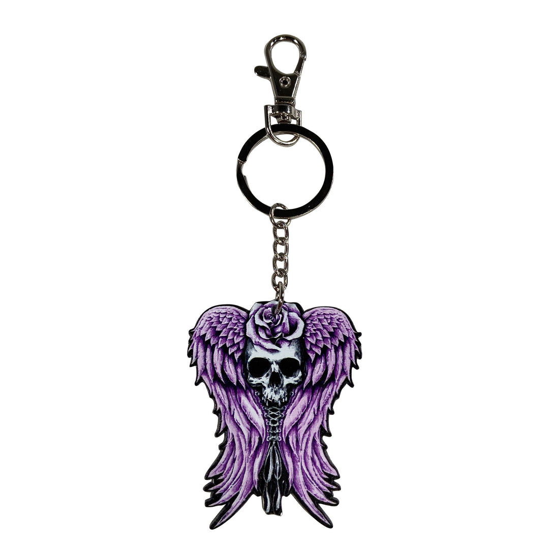Corset Wing Skull Metal Keychain