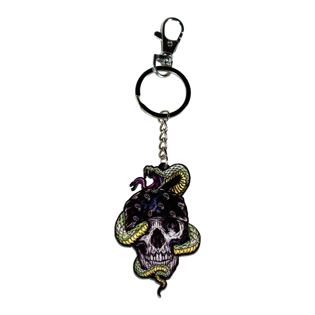 Snake Skull Metal Keychain