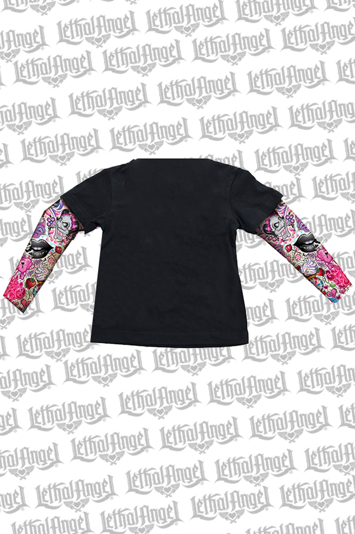 Girly Skull Kid's Tattoo Sleeve Shirt