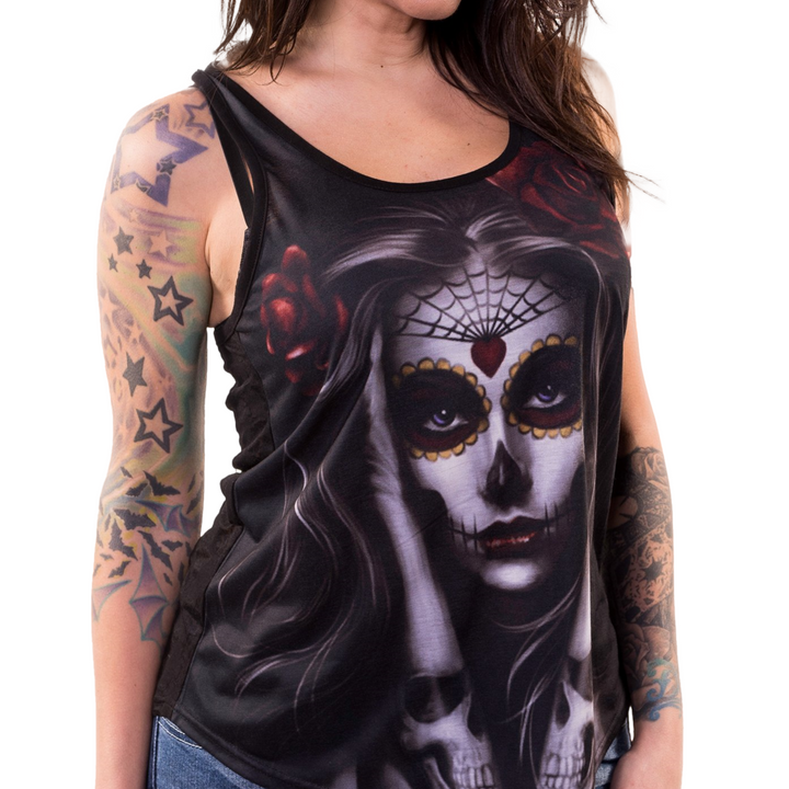 Skull Arm Tattoo Razor Back Tank Top