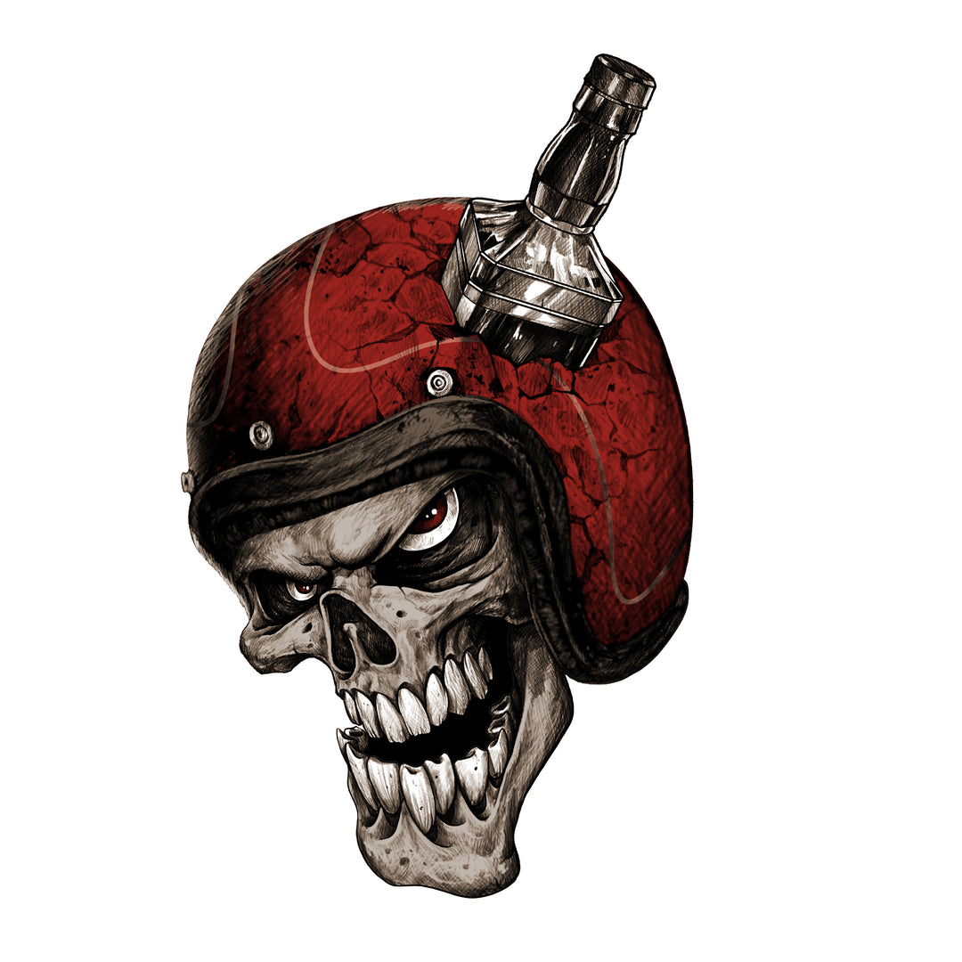 Rude & Crude: Whiskey Biker Skull Mini Decal/Sticker