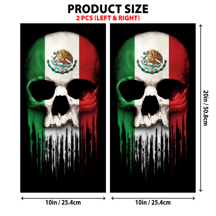 Mexican Skull Car Door Pillar Stickers Set - Left & Right Version