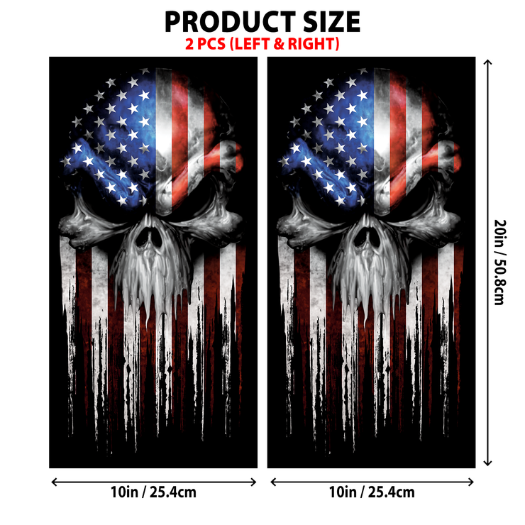 USA Skull Car Door Pillar Stickers Set - Left & Right Version