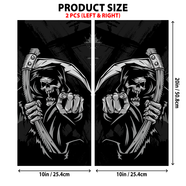 Pointing Reaper Car Door Pillar Stickers Set - Left & Right Version