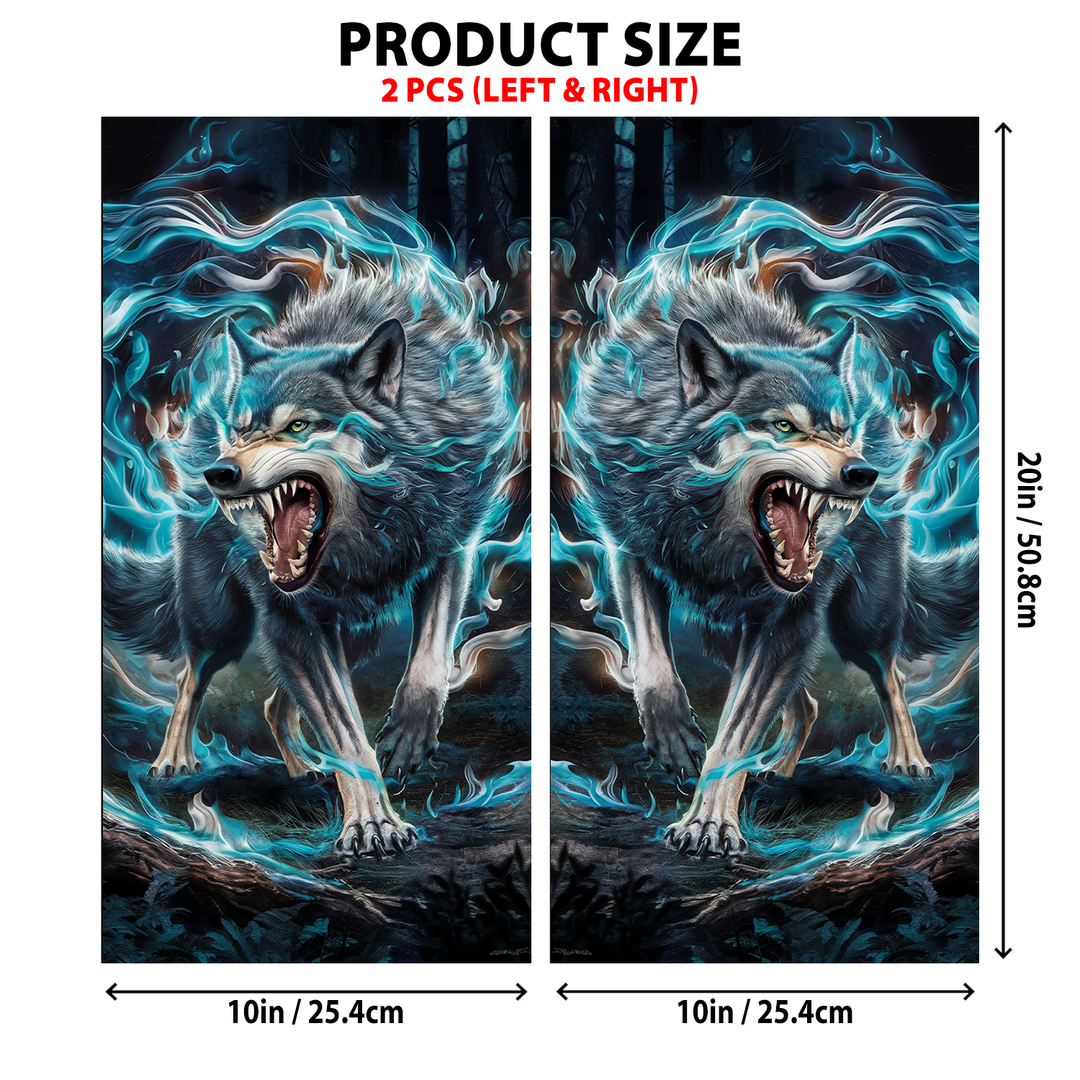 Night Wolf Car Door Pillar Stickers Set - Left & Right Version