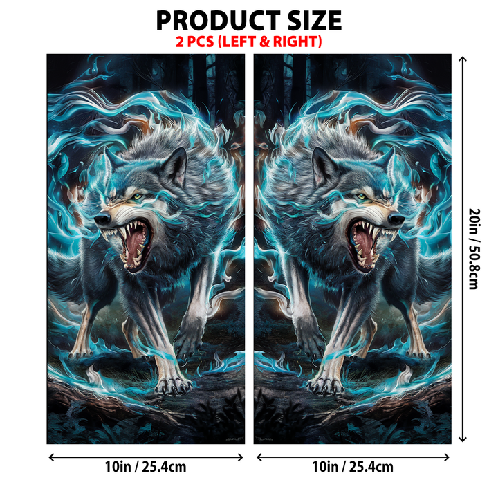 Night Wolf Car Door Pillar Stickers Set - Left & Right Version