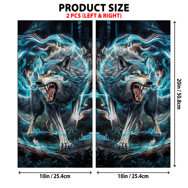 Night Wolf Car Door Pillar Stickers Set - Left & Right Version