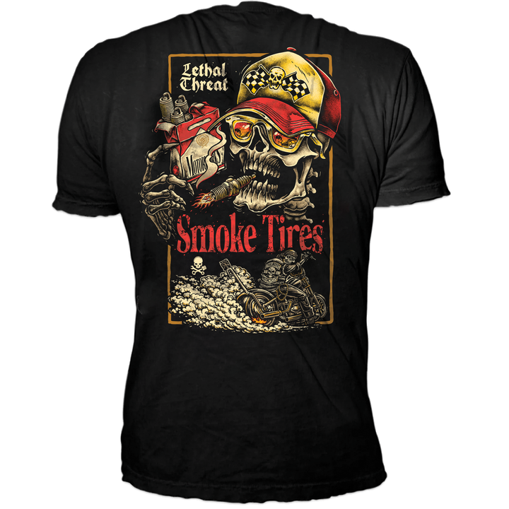 Smoke Tires Motorcycle Black T-Shirt