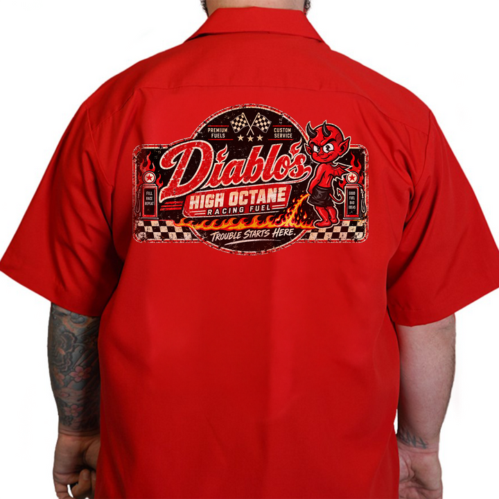 Diablo's High Octane Printed Work Shirt / Shop Shirt