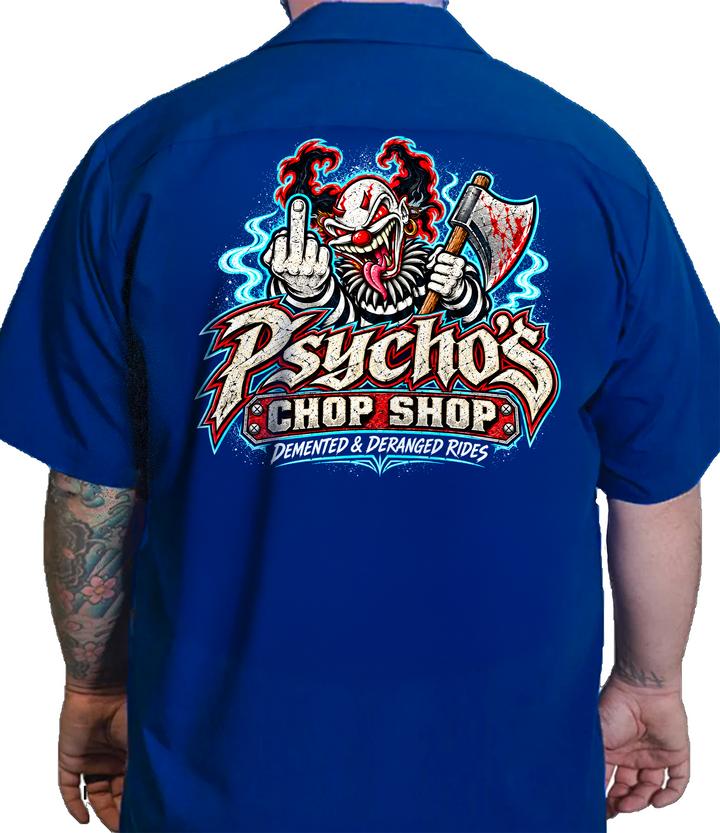 Psycho's Chop Shop Printed Work Shirt / Shop Shirt