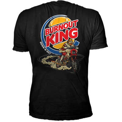 Burnout King Motorcycle  Black T-Shirt