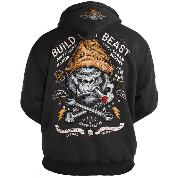 BUILD YOUR BEAST GORILLA ZIP UP HOODIE