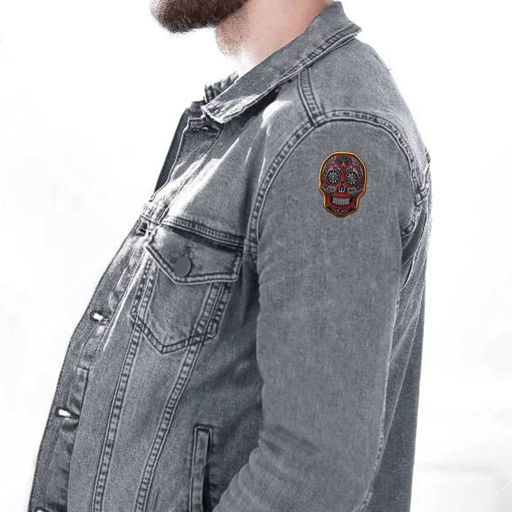 Red Sugar Skull Car Patch