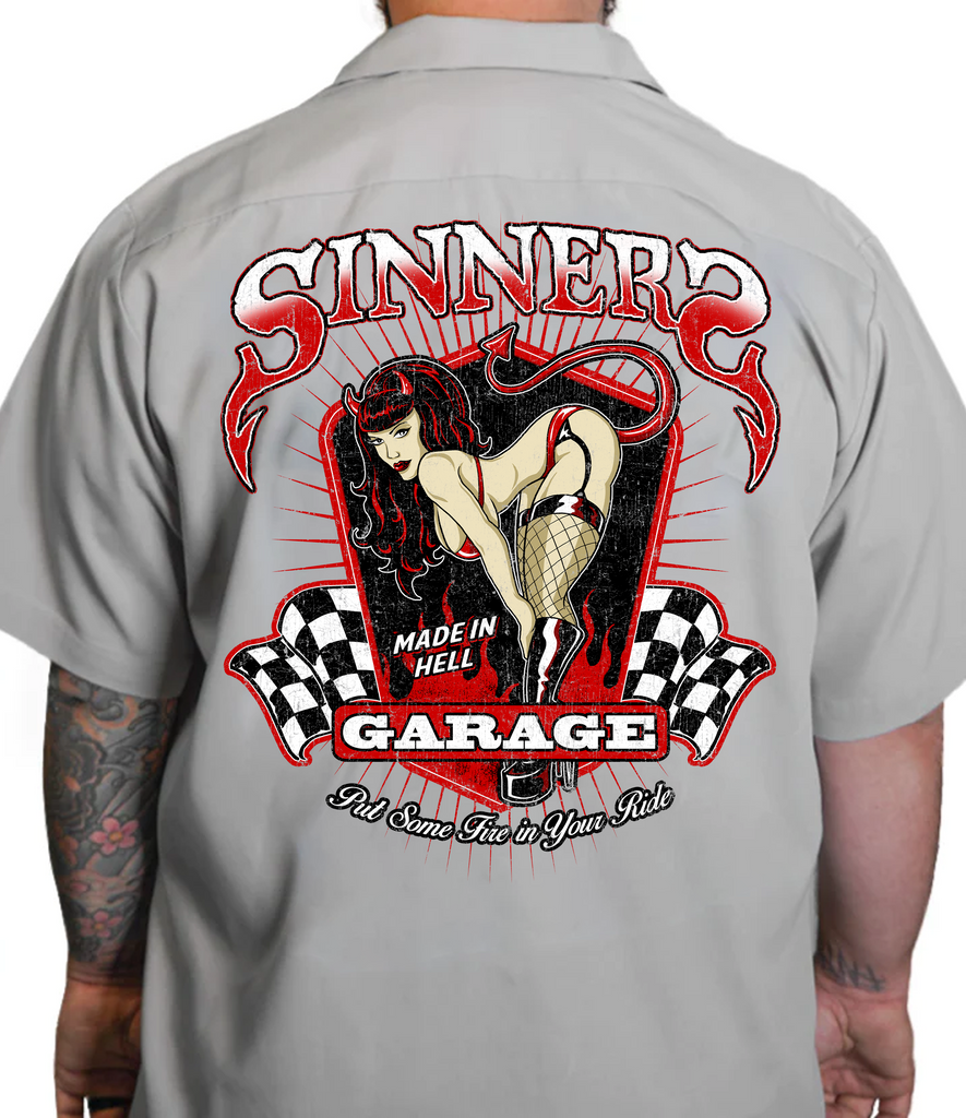 Sinners Garage - Printed Work Shirt – Lethal Threat