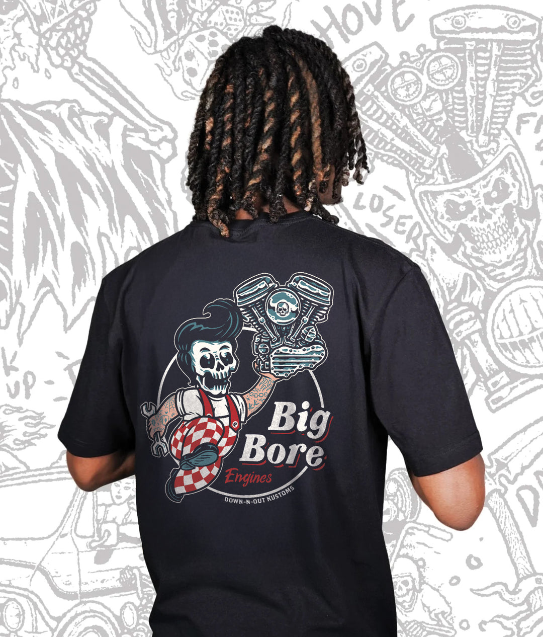 Big Bore Skull Guy Black Tee