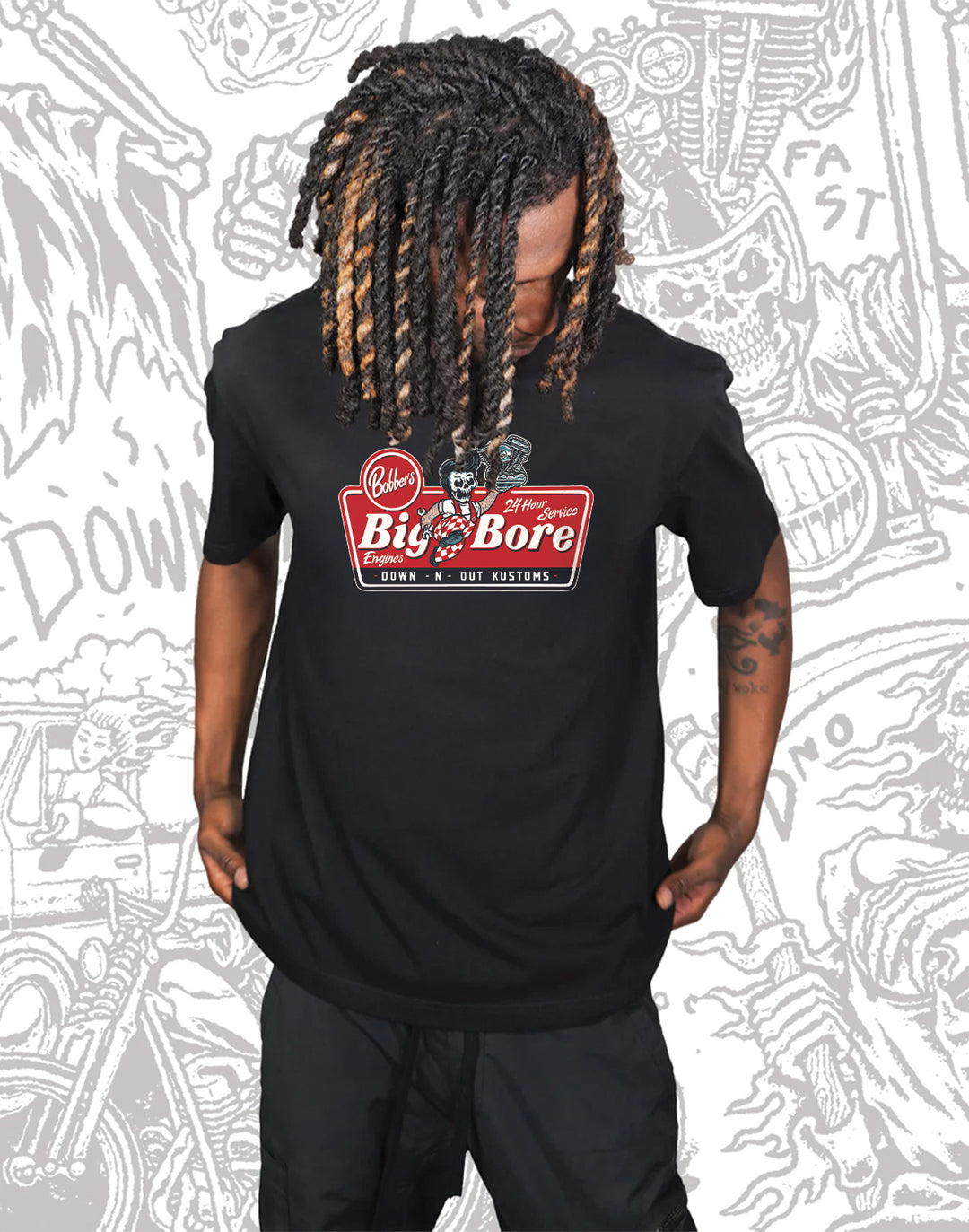 Big Bore Skull Guy Black Tee