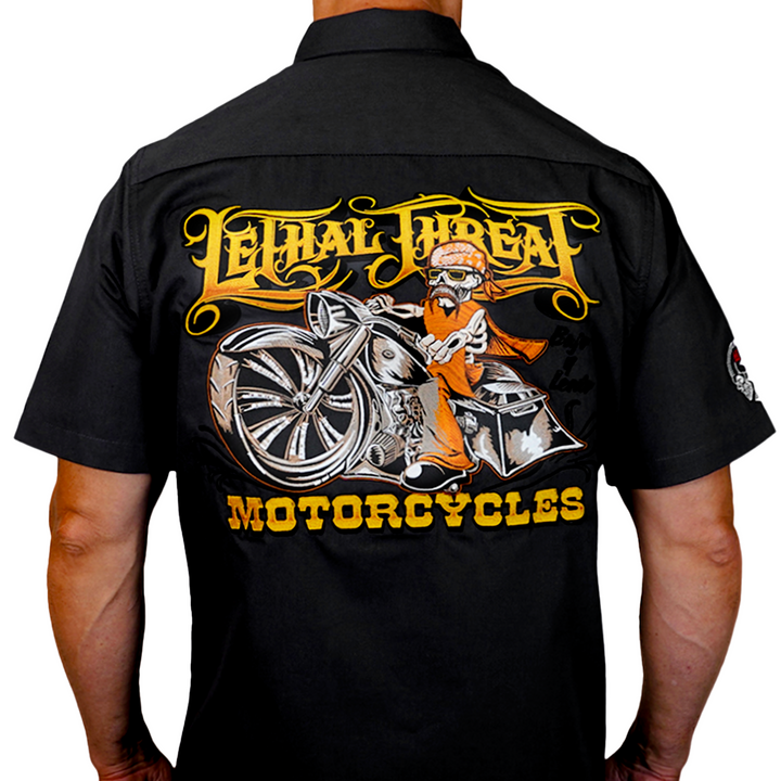 Low and Slow Viclar Motorcycle Rider Embroidered Work Shirt / Shop Shirt