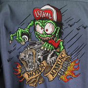 Motor Maniac Embroidered Work Shirt / Shop Shirt