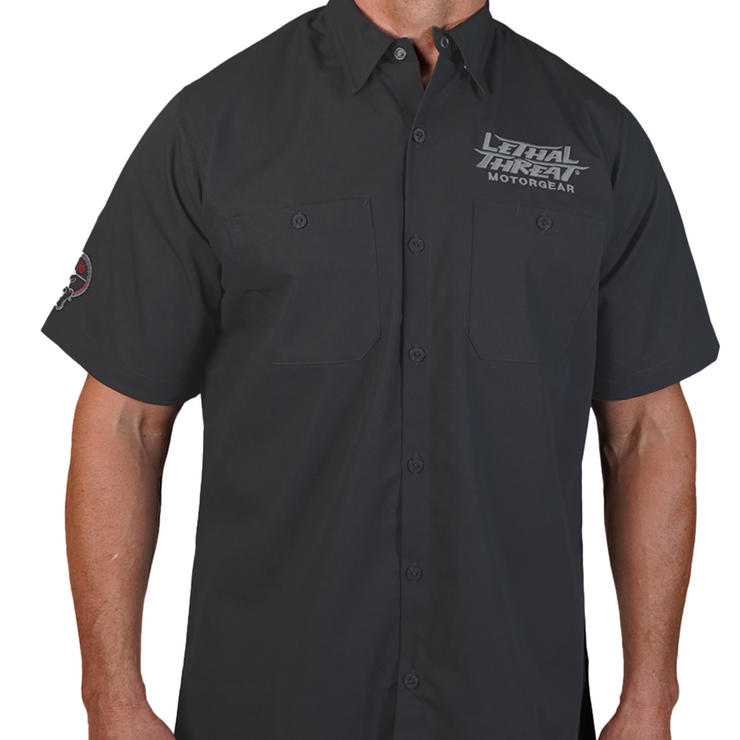 Motor Maniac Embroidered Work Shirt / Shop Shirt