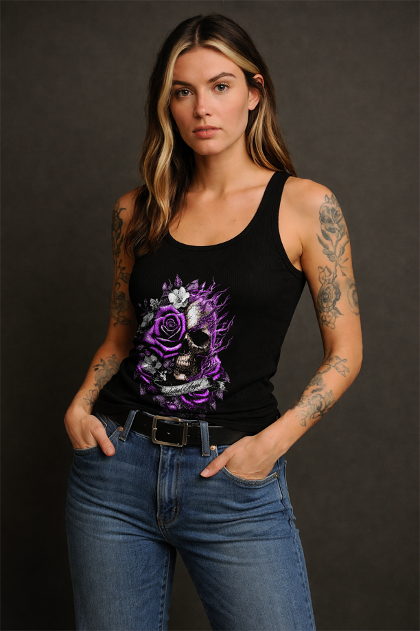 Pink Rose Skull Tank Top | Lethal Angel®