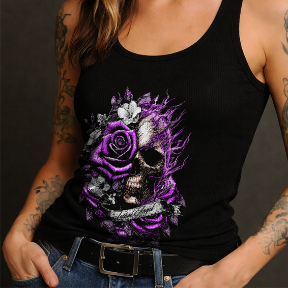 Pink Rose Skull Tank Top | Lethal Angel®