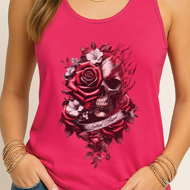 Red Rose Skull Tank Top | Lethal Angel®