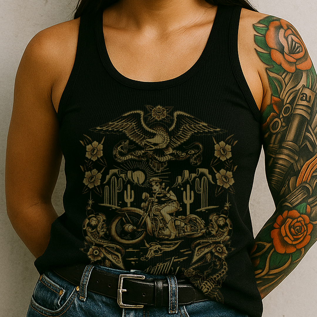 Biker Tattoo Girl Tank Top | Lethal Angel®