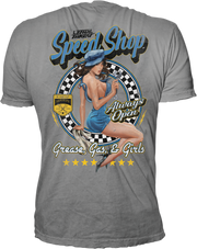 Speed Shop Pin Up Girl Light Gray Tee