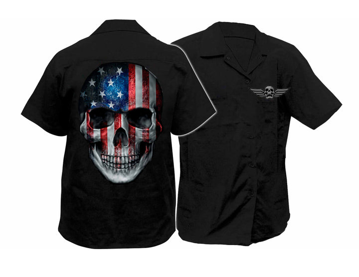 Star and Stripes Skull Work Shirt / Shop Shirt