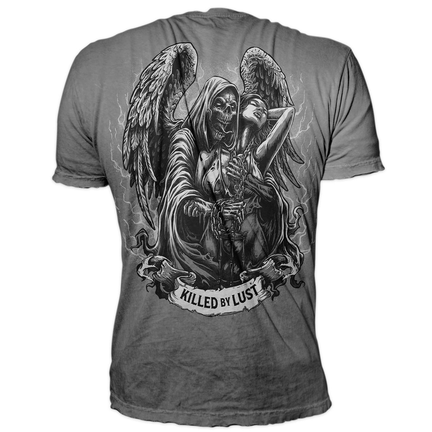 Killed By Lust Reaper with Pin Up Men's Gray Tee Shirt – Lethal Threat